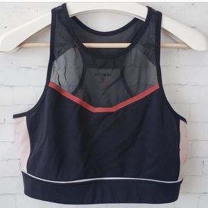 Ivy Park Long Line Sports Bra Size M Black Mesh Neckline Beyonce
